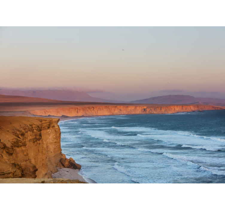 Tapisserie paysage falaises et vagues - TenStickers