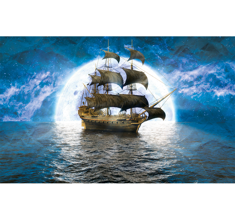 Tapisserie fantaisie voyage en bateau d'aventure - TenStickers