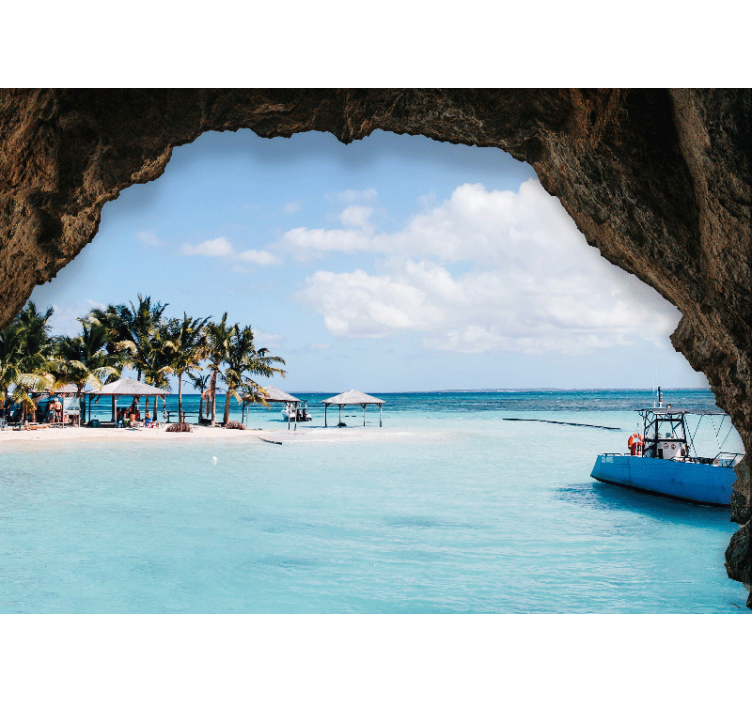 Tapisserie paysage vue tropicale sur la mer - TenStickers