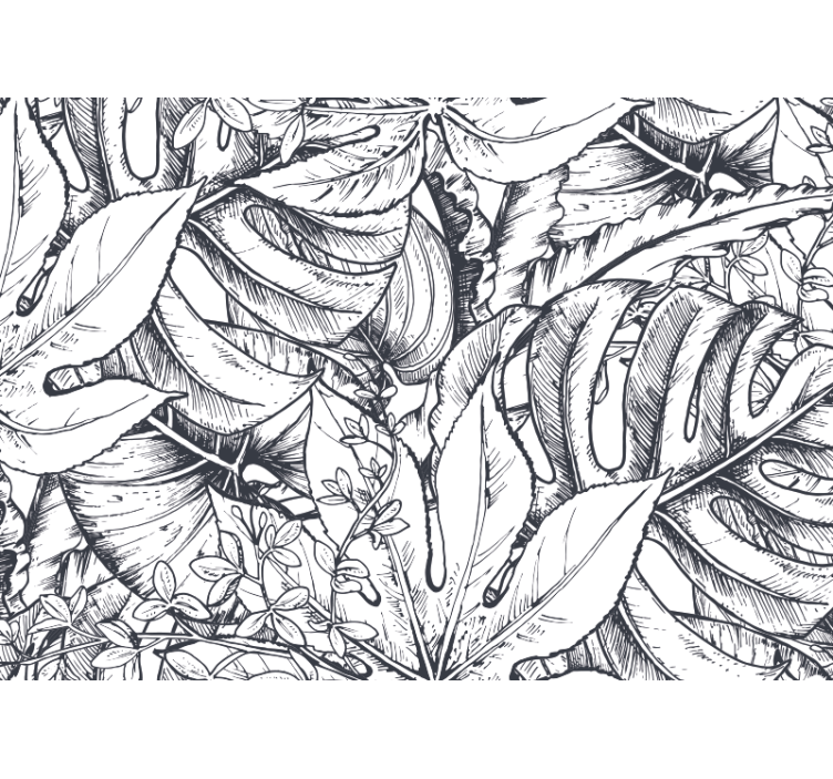 Tapisserie nature illustration botanique feuillue - TenStickers