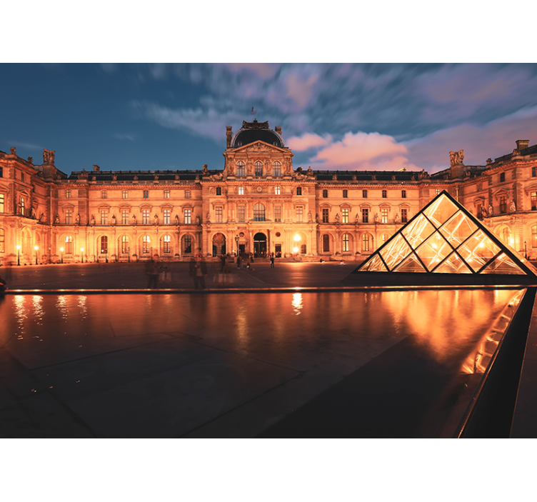 Tapisserie villes et pays pyramide du louvre nuit - TenStickers