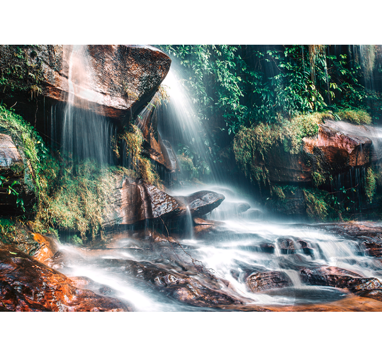 Tapisserie nature paysage de cascade serein - TenStickers