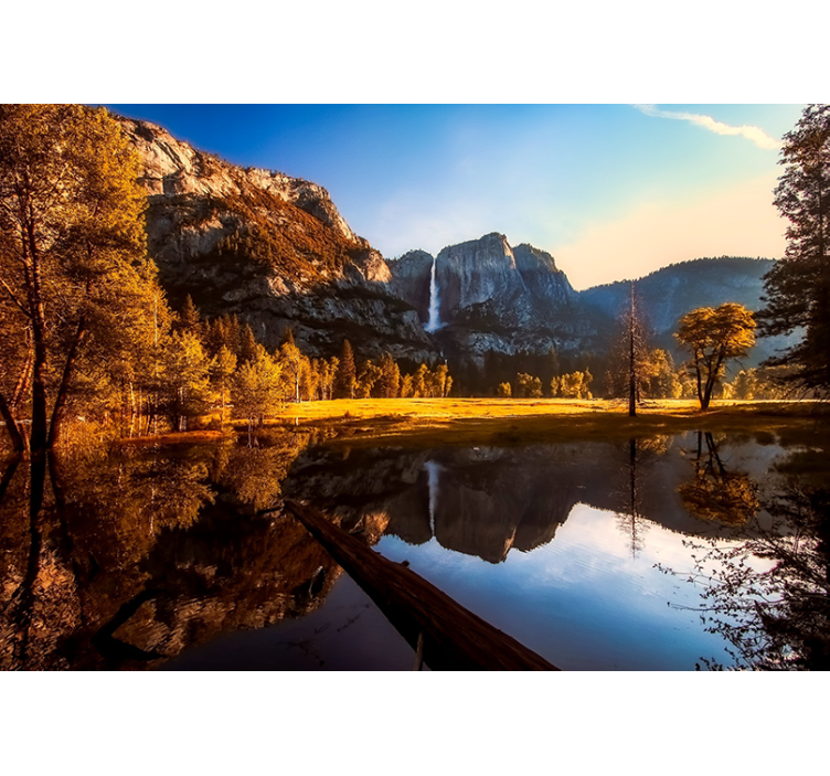 Tapisserie paysage reflet paisible des montagnes - TenStickers