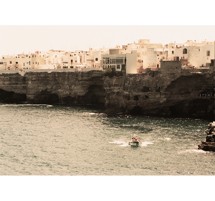 Tapisserie villes et pays village côtier en bord de mer - TenStickers