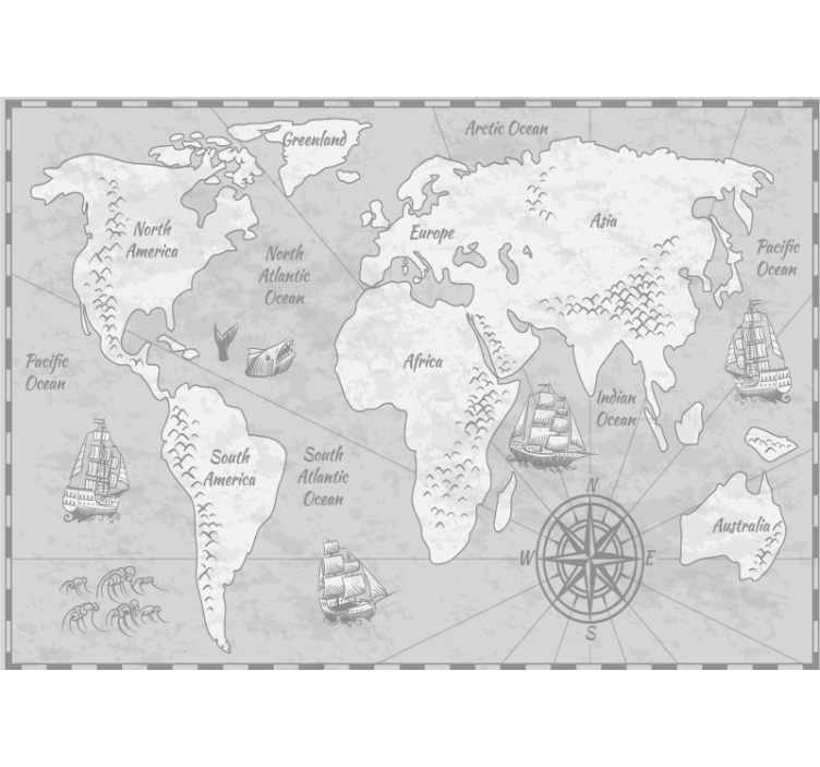 Tapisserie carte du monde exploration cartographique - TenStickers