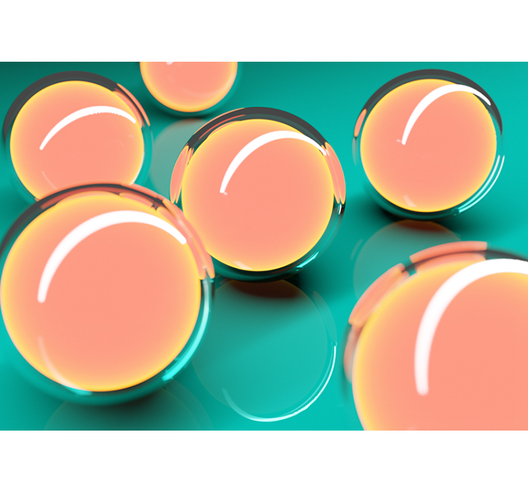 Tapisserie abstraite sphères transparentes flottantes - TenStickers