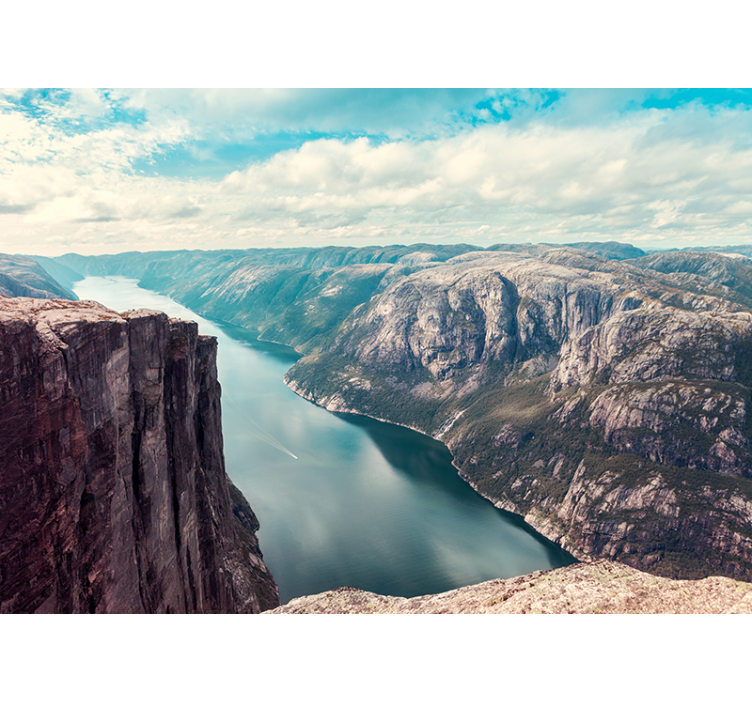 Tapisserie paysage grand fjord en perspective - TenStickers