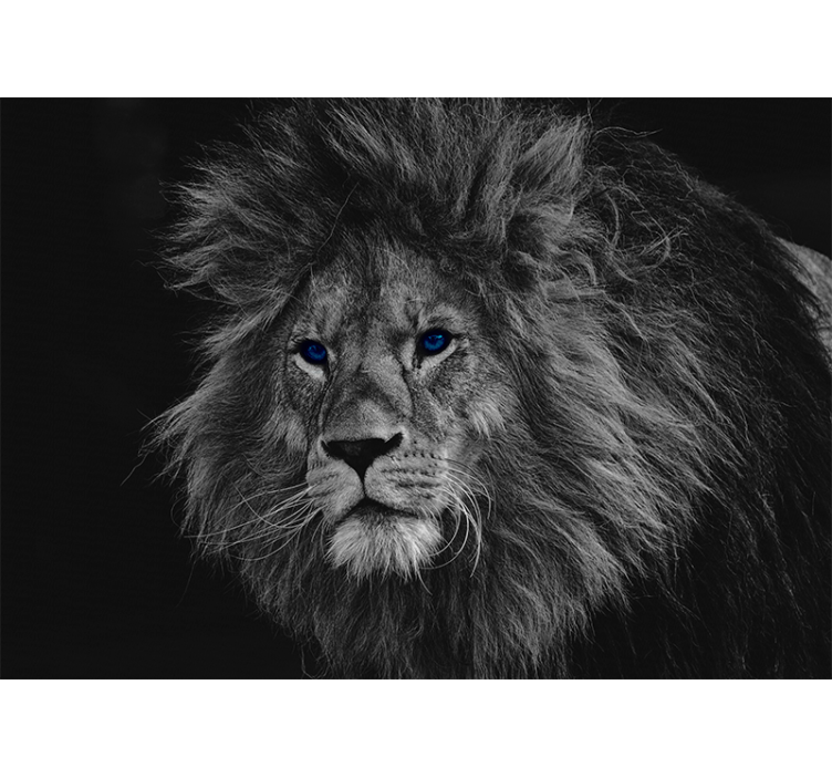 Papier peint mural lion Lion aux yeux bleus - TenStickers