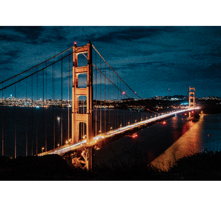 Tapisserie villes et pays pont du golden gate nuit - TenStickers
