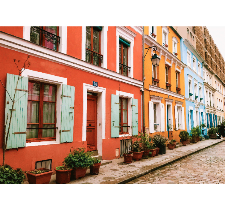 Tapisserie villes et pays façades parisiennes colorées - TenStickers