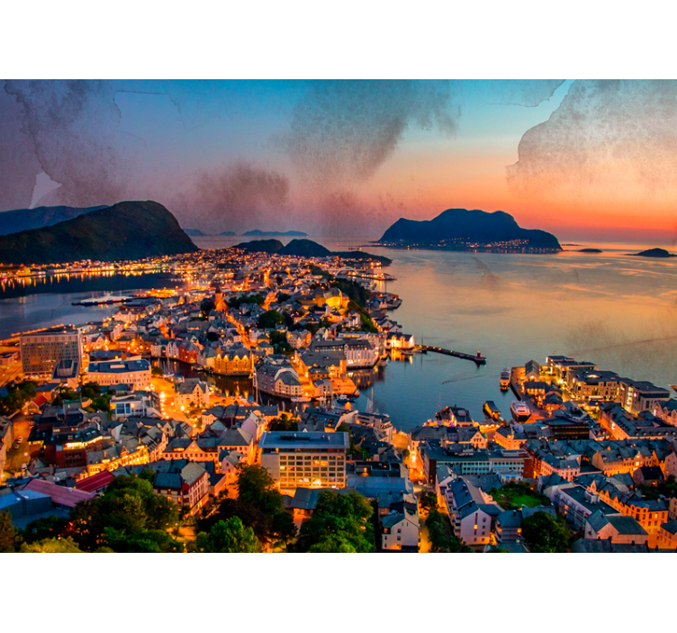 Tapisserie villes et pays vue panoramique sur la côte - TenStickers