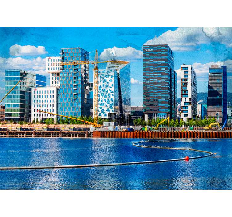 Tapisserie villes et pays paysage urbain moderne - TenStickers