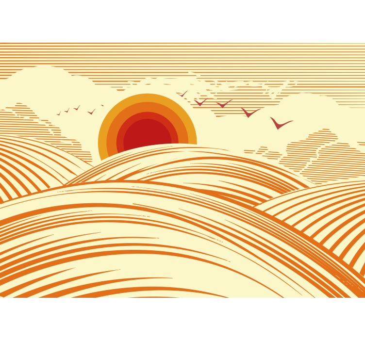 Tapisserie paysage horizon du soleil couchant - TenStickers