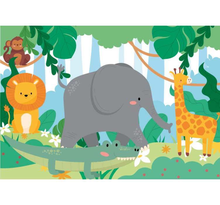 Tapisserie animaux animaux de la jungle amicaux - TenStickers