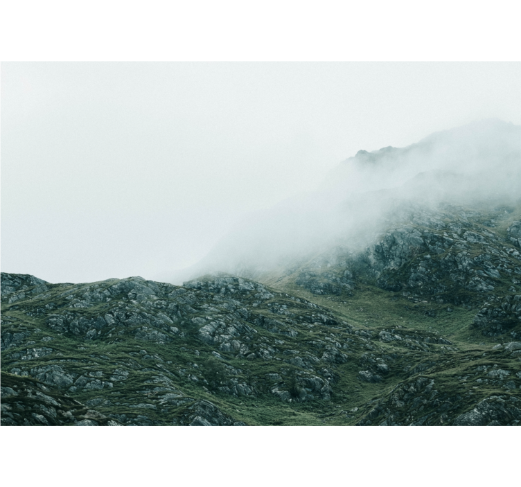 Tapisserie montagne vues dans un brouillard dense - TenStickers