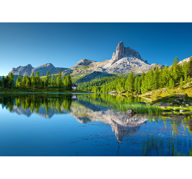 Tapisserie paysage reflets de montagnes - TenStickers