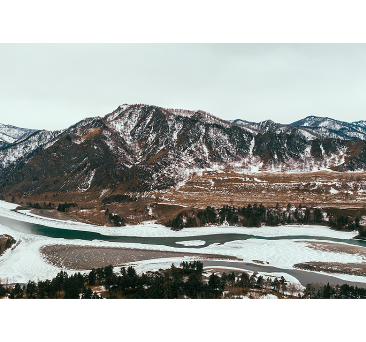 Tapisserie paysage vue de rivière en montagne - TenStickers