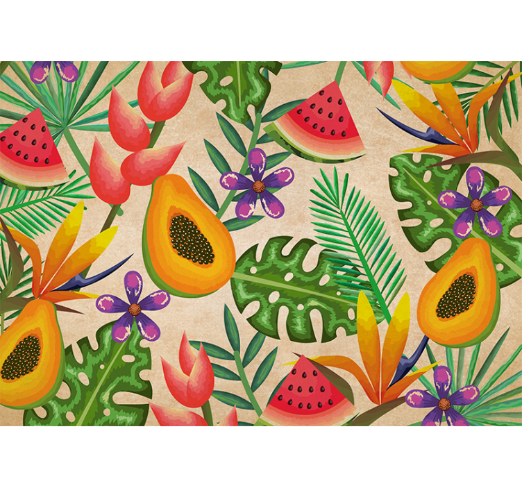 Tapisserie fleur motifs de fruits tropicaux - TenStickers
