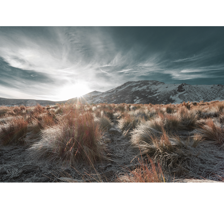 Tapisserie paysage lever de soleil en montagne - TenStickers