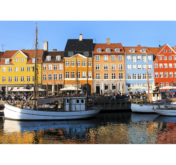 Tapisserie villes et pays habitations au bord de l'eau - TenStickers