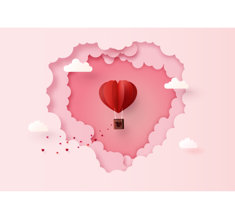 Tapisserie amour montgolfière en forme de cœur - TenStickers