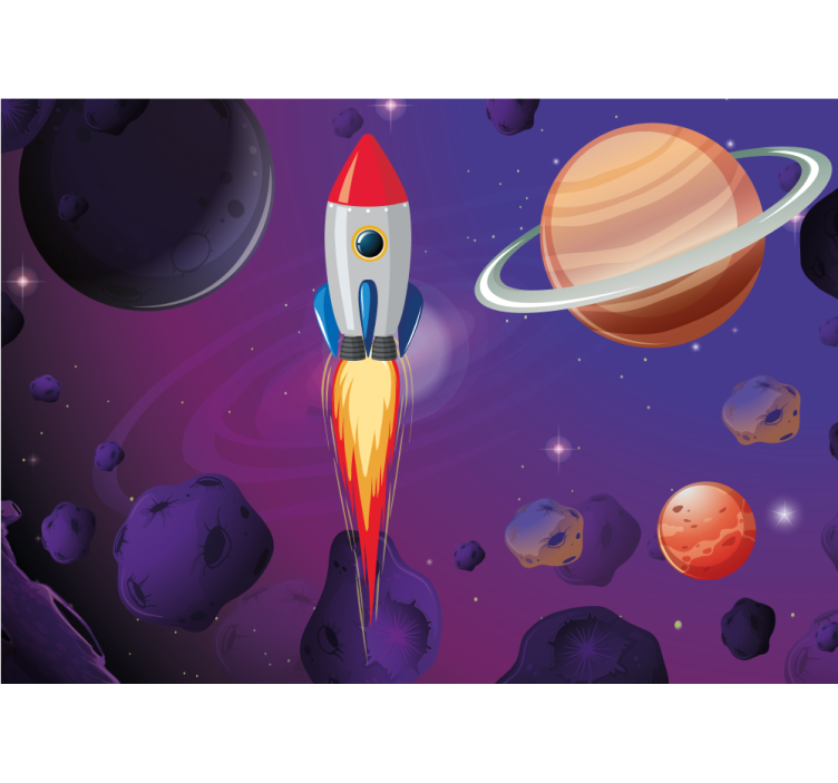 Tapisserie espace fusée voyageant à travers le cosmos - TenStickers