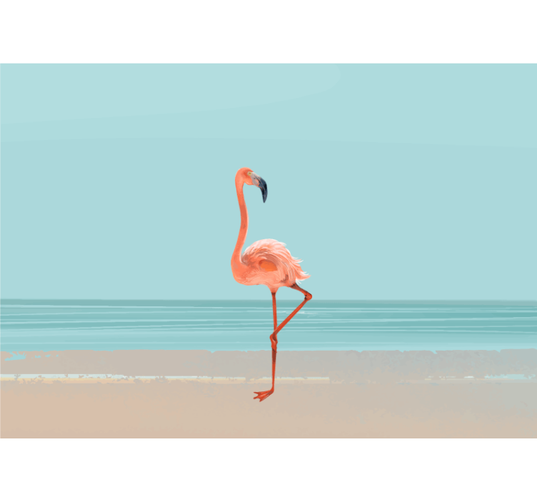 Tapisserie mer flamant rose au bord de l'eau - TenStickers