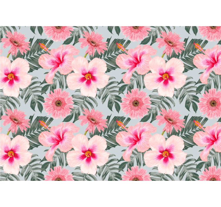 Tapisserie fleur motif floral rose - TenStickers