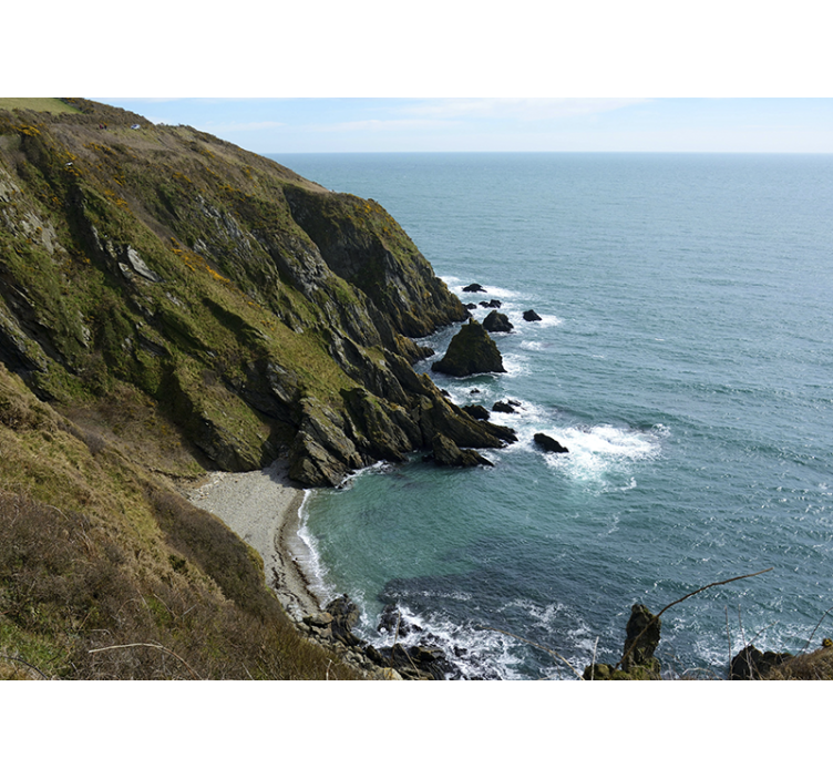 Tapisserie paysage structure en pierre au bord de mer - TenStickers