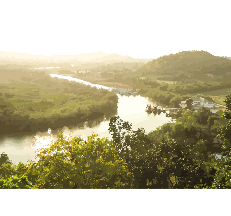 Tapisserie paysage vue paisible sur la rivière - TenStickers