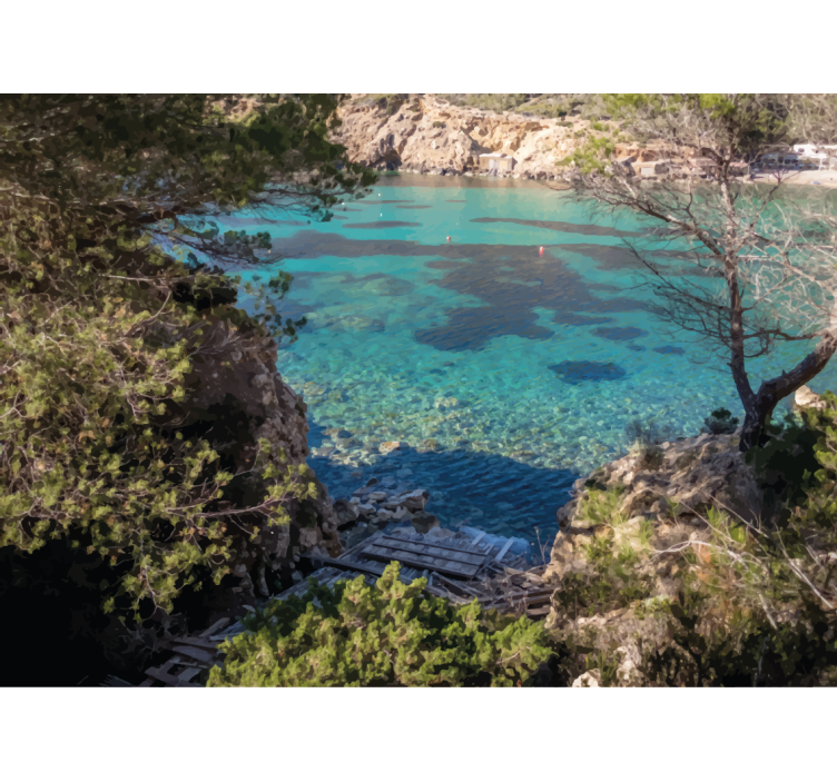 Tapisserie nature scène côtière claire - TenStickers