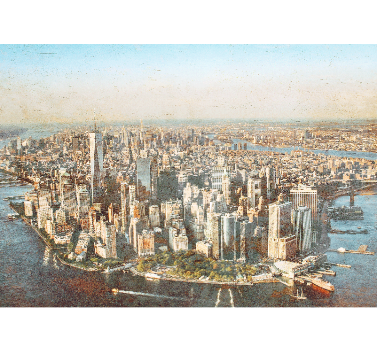 Tapisserie villes et pays vue aérienne manhattan - TenStickers