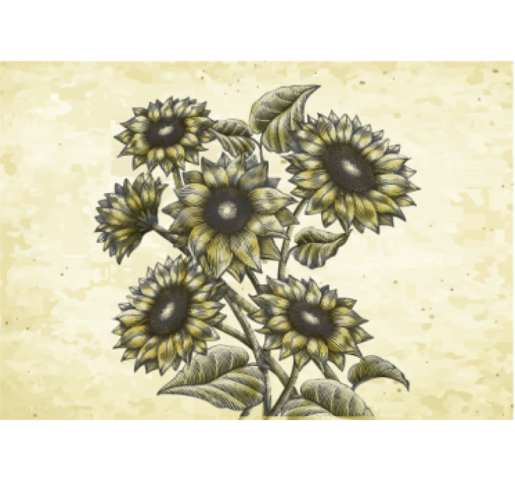 Tapisserie fleur composition florale de tournesols - TenStickers
