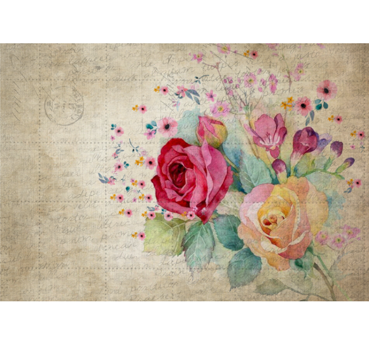 Tapisserie fleur composition Épanouissement rose - TenStickers