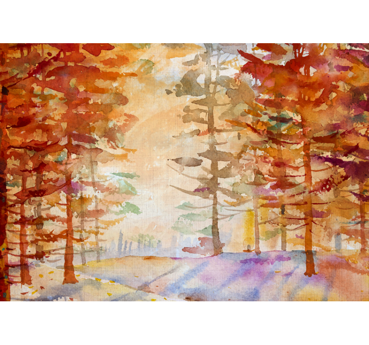 Tapisserie nature paysage forestier d'automne - TenStickers