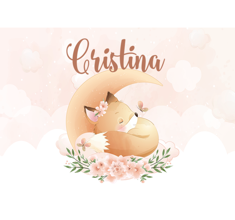 Tapisserie personnalisable design de renard endormi - TenStickers