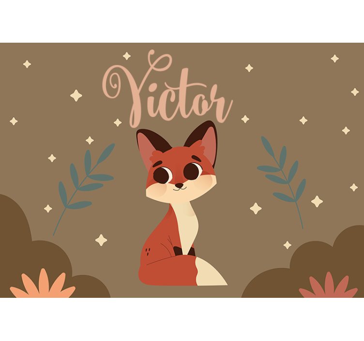 Tapisserie personnalisable personnage de renard mignon - TenStickers