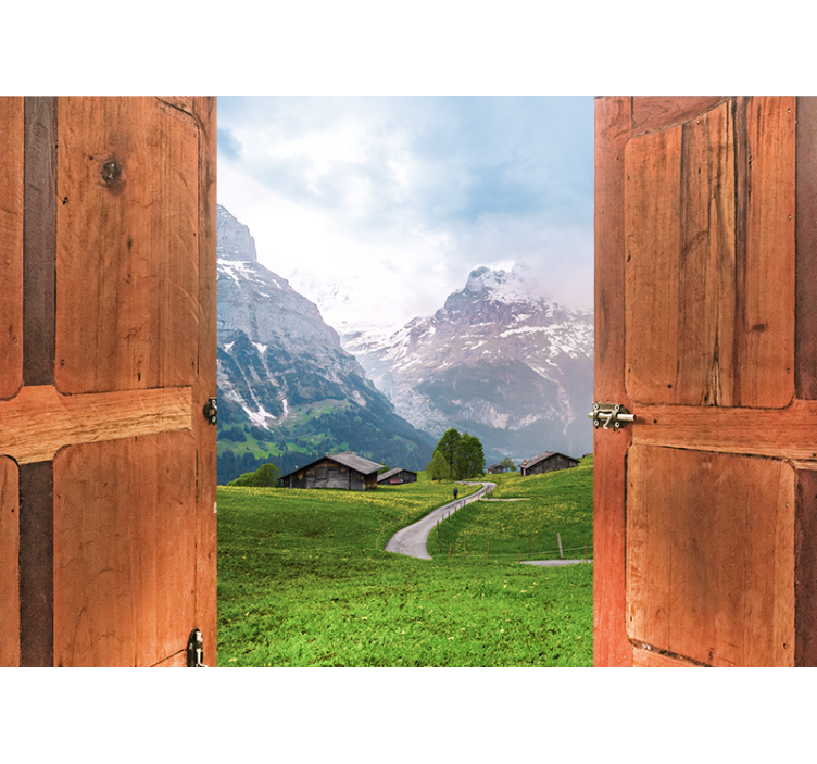 Tapisserie paysage vue sur les montagnes - TenStickers