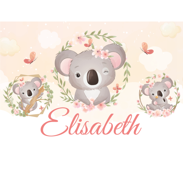 Tapisserie personnalisable joie de la famille koala - TenStickers