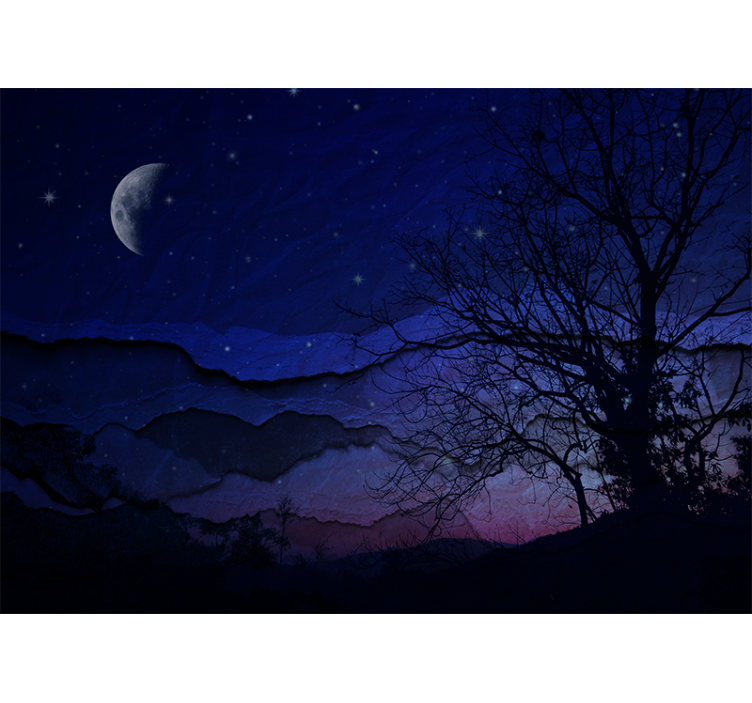 Tapisserie ciel nuit étoilée au clair de lune - TenStickers