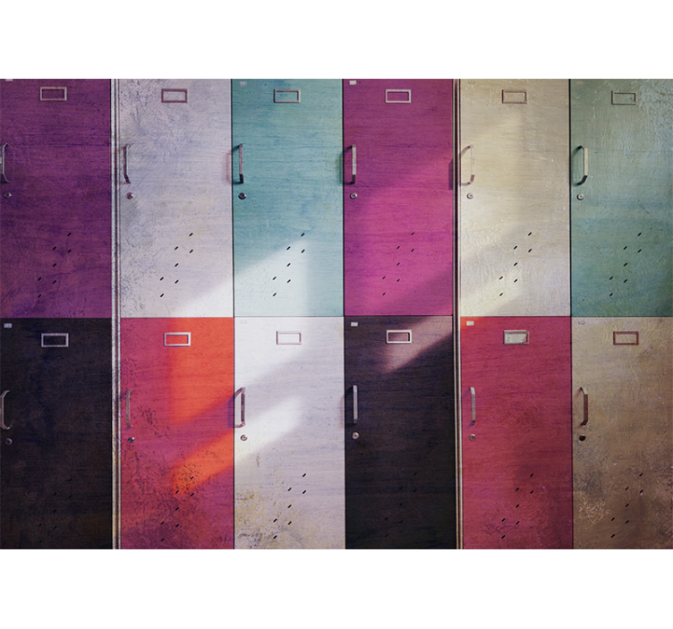 Tapisserie musique portes de casiers colorées - TenStickers