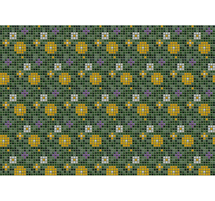 Tapisserie salle de bain motif floral vibrant de tuile - TenStickers