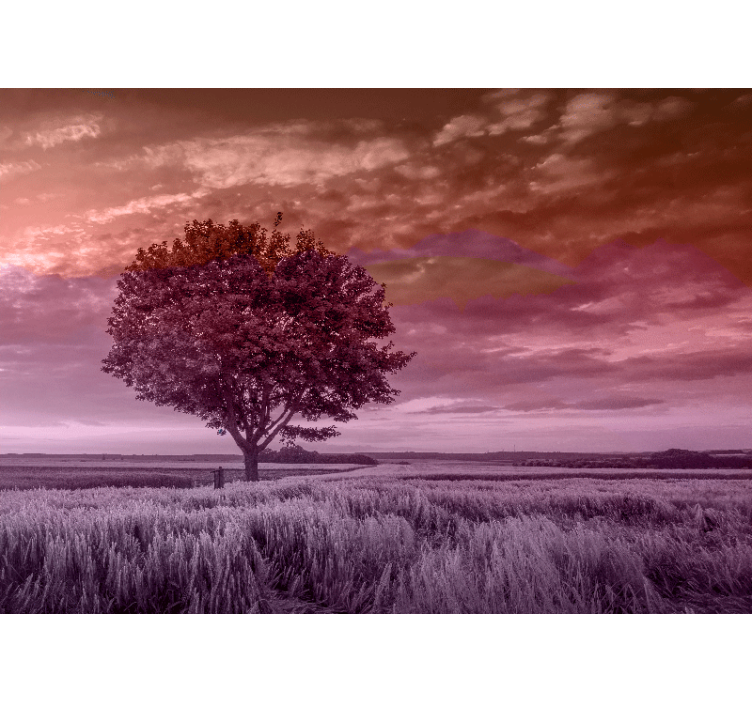 Tapisserie forêt silhouette d'arbre solitaire - TenStickers