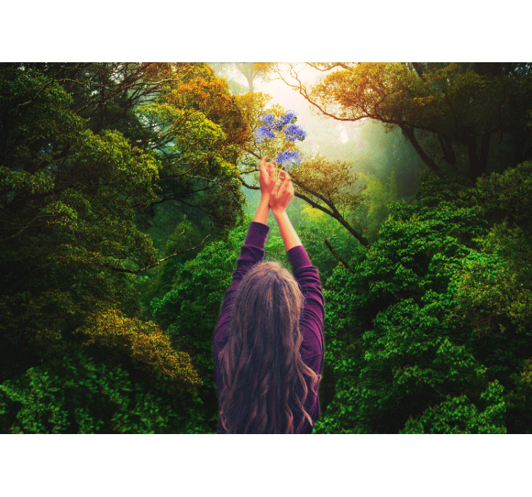 Tapisserie nature vers des fleurs épanouies - TenStickers