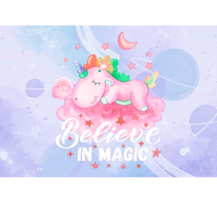 Tapisserie chambre enfant nuage de rêve licorne - TenStickers