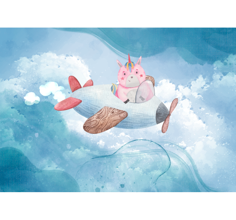 Tapisserie fantaisie avion licorne volant - TenStickers