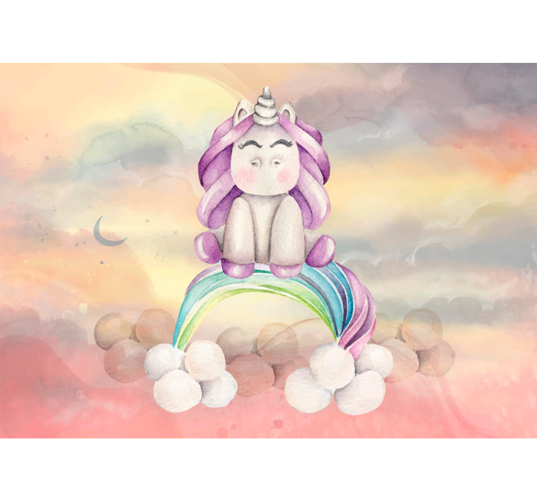 Tapisserie fantaisie licorne mignonne arc-en-ciel - TenStickers