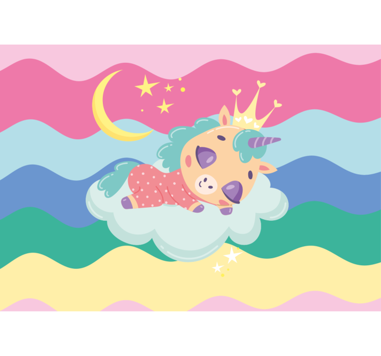 Tapisserie personnalisée licorne endormie fantaisie - TenStickers