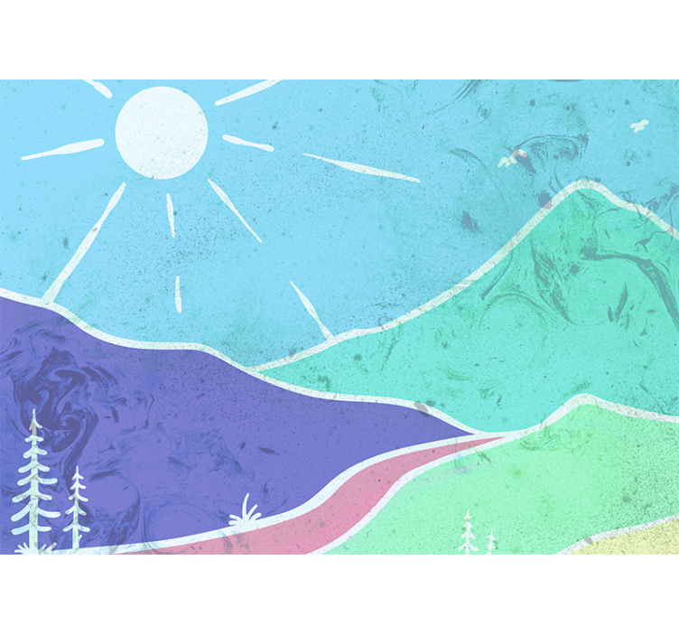 Tapisserie paysage scène de paysage montagneux - TenStickers