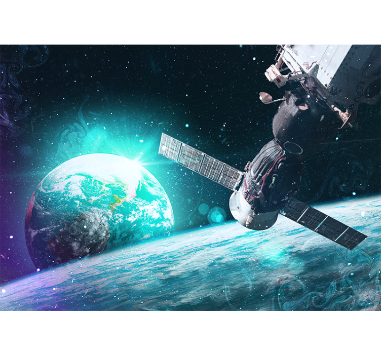 Tapisserie espace vaisseau spatial en orbite terrestre - TenStickers